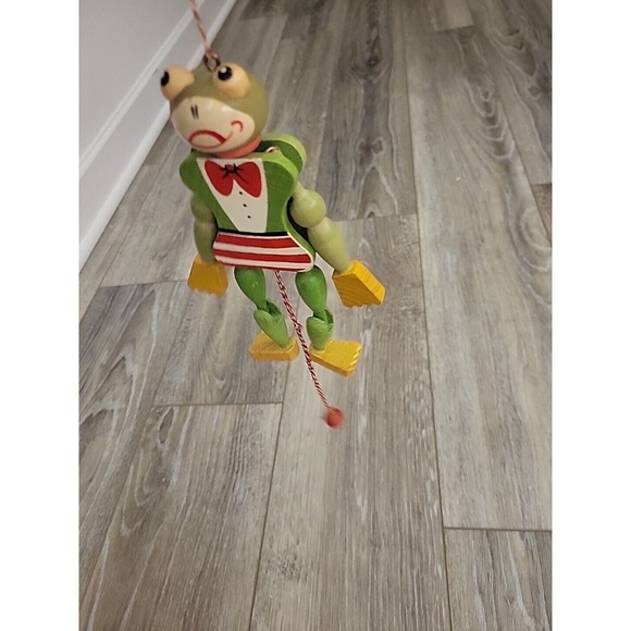 VINTAGE Frog Toad Puppet Toy Wooden Austrian M. Gschnitzer 7" Europe Works - Picture 12 of 12